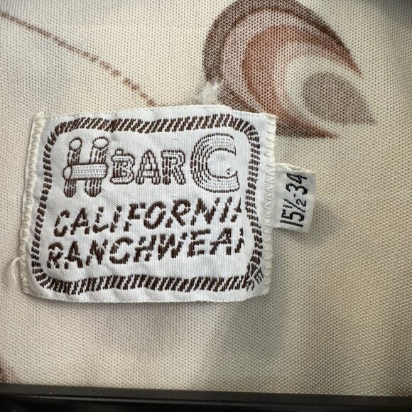 Vtg H Bar C 70s Western Shirt Men 15 1/2 Cowboy Disco Floral Groovy Rockabilly - Picture 4 of 8